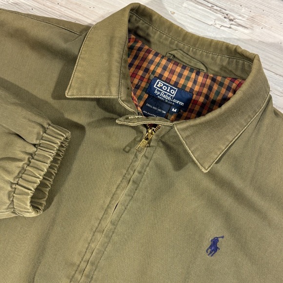 VTG Polo Ralph Lauren Harrington Jacket Mens M Green Plaid Lined MADE IN USA